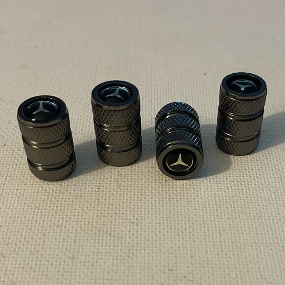 Mercedes Benz logo valve Stem caps in Gray set of 4 NWT - Picture 2 of 4